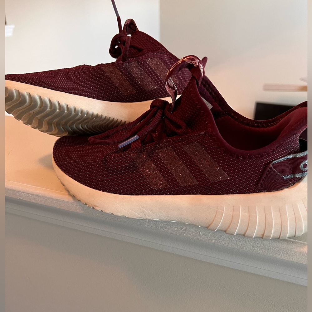 Maroon, glitter adidas size 8.5